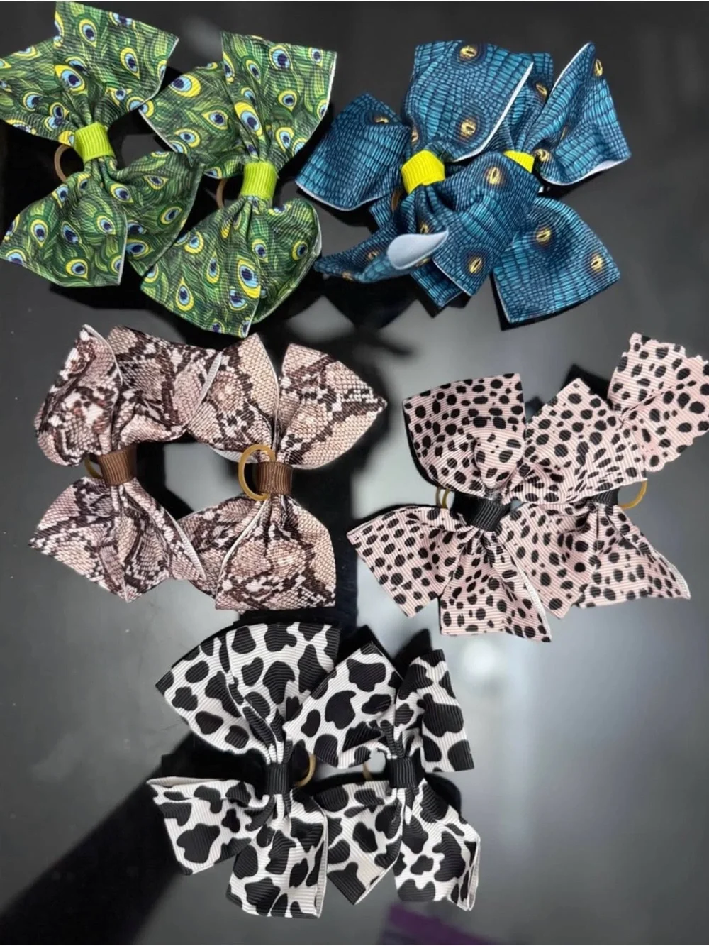Holiday Pattern Pet Hair Bows - Assorted Colors